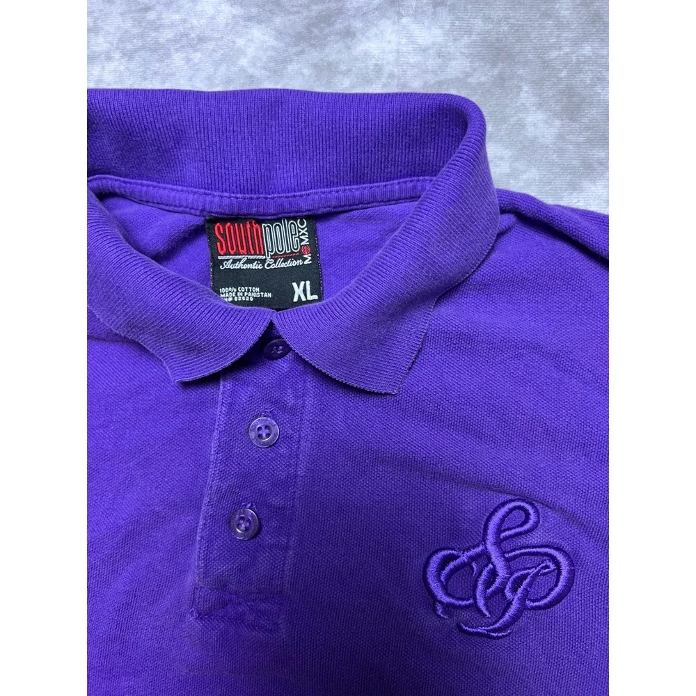 Southpole Polo Shirt Mens XL Purple Short Sleeve Embroidered Logo Cotton Pique